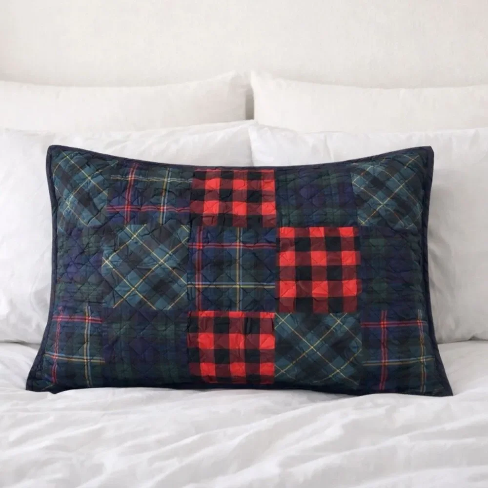 Lauren Ralph Lauren Hadley‎ Quilted Patchwork King Sham 20x36 Green Plaid